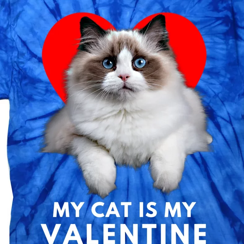 My Cat Is My Valentine Funny White Cat Valentines Day Funny Gift Tie-Dye T-Shirt