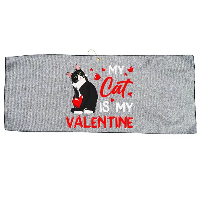 My Cat Is My Valentine Cute Valentines Day Cat Dad Cat Mom Large Microfiber Waffle Golf Towel