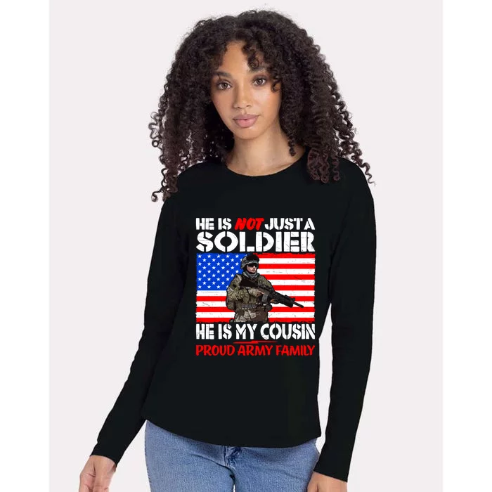 My Cousin Is A Soldier Proud Army Family Military Relative Cute Gift Womens Cotton Relaxed Long Sleeve T-Shirt