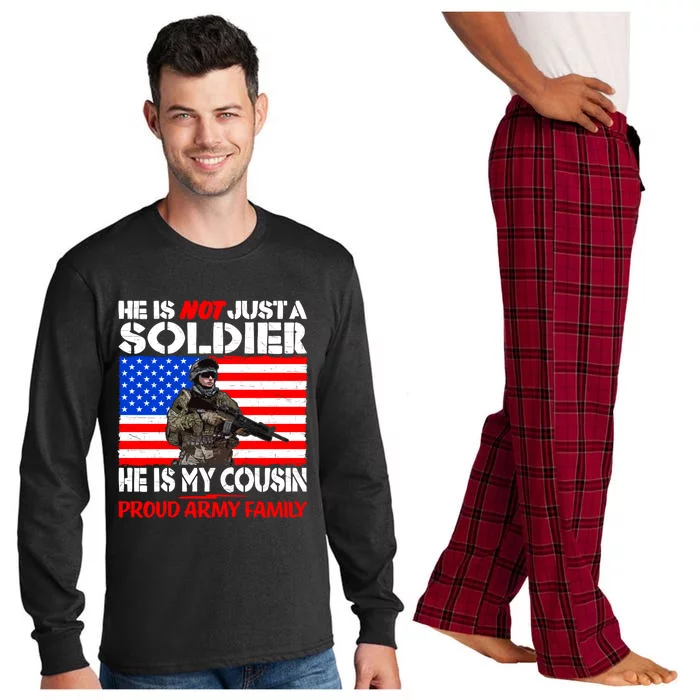 My Cousin Is A Soldier Proud Army Family Military Relative Cute Gift Long Sleeve Pajama Set