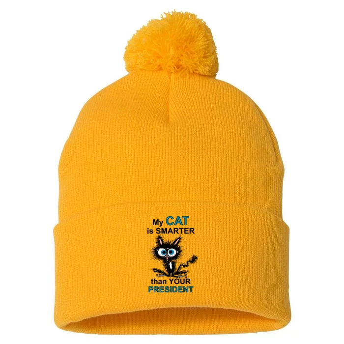 My Cat Is Smarter Than Your President Pom Pom 12in Knit Beanie