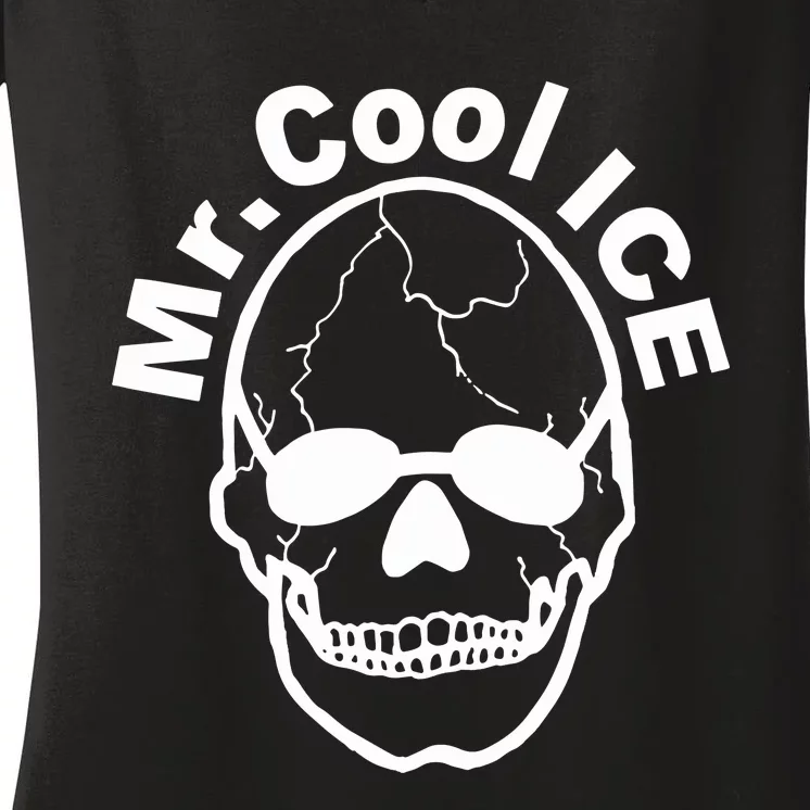 Mr Cool Ice Skull Skeleton Glasses Women's V-Neck T-Shirt