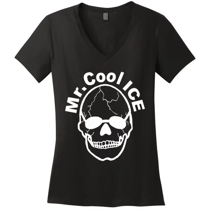 Mr Cool Ice Skull Skeleton Glasses Women's V-Neck T-Shirt