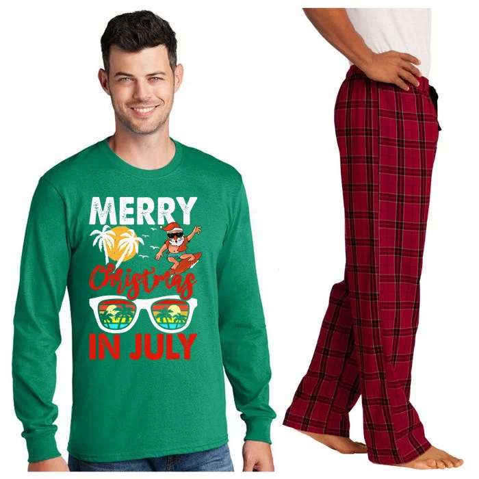 Merry Christmas In July Santa Hawaiian Summer Christmas Long Sleeve Pajama Set