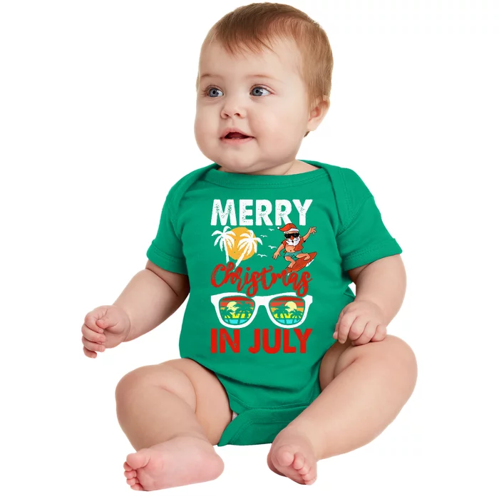 Merry Christmas In July Santa Hawaiian Summer Christmas Baby Bodysuit