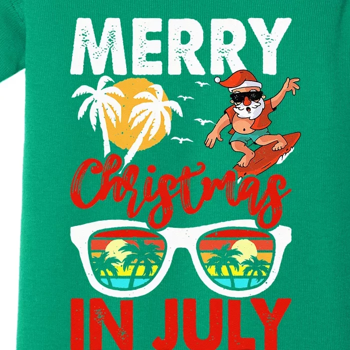 Merry Christmas In July Santa Hawaiian Summer Christmas Baby Bodysuit