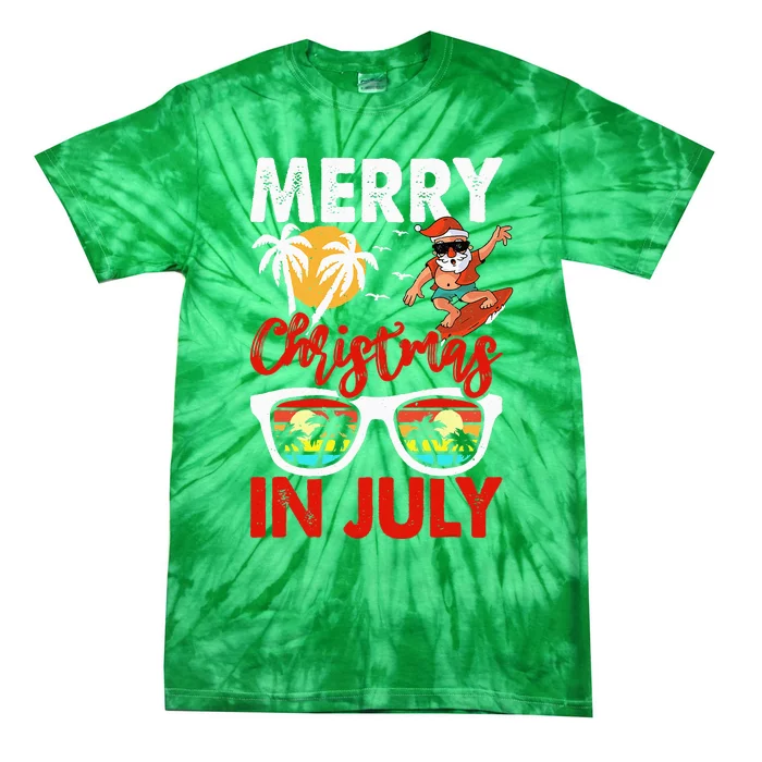 Merry Christmas In July Santa Hawaiian Summer Christmas Tie-Dye T-Shirt