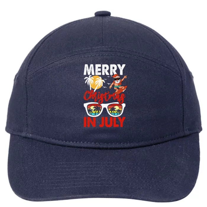 Merry Christmas In July Santa Hawaiian Summer Christmas 7-Panel Snapback Hat