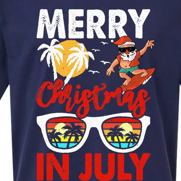 Merry Christmas In July Santa Hawaiian Summer Christmas Sueded Cloud Jersey T-Shirt