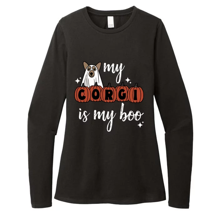 My Corgi Is My Boo Ghost Dog Halloween Pumpkin Corgi Dog Meaningful Gift Womens CVC Long Sleeve Shirt