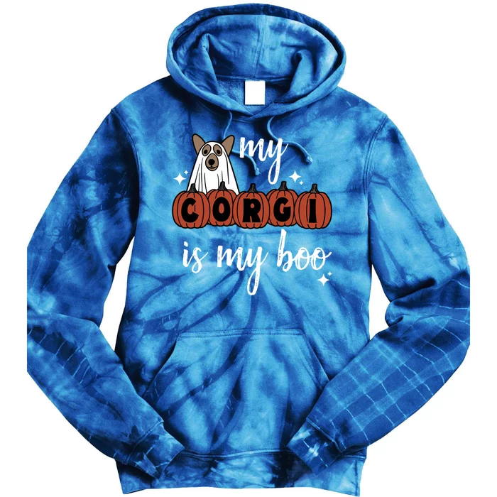 My Corgi Is My Boo Ghost Dog Halloween Pumpkin Corgi Dog Meaningful Gift Tie Dye Hoodie