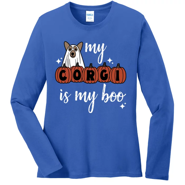 My Corgi Is My Boo Ghost Dog Halloween Pumpkin Corgi Dog Meaningful Gift Ladies Long Sleeve Shirt