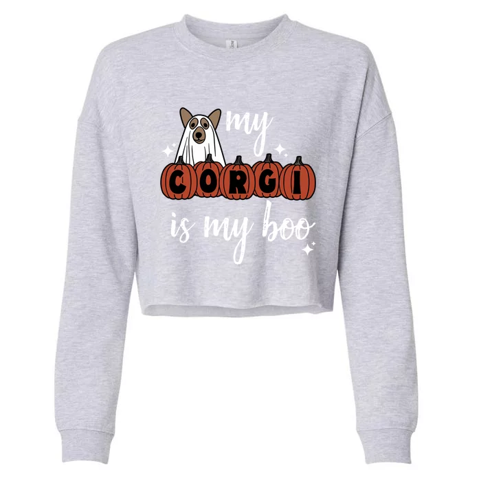 My Corgi Is My Boo Ghost Dog Halloween Pumpkin Corgi Dog Meaningful Gift Cropped Pullover Crew