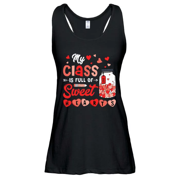 My Class Is Full Of Sweet Hearts Teacher Valentines Day Ladies Essential Flowy Tank