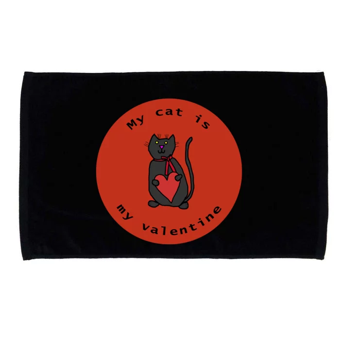 My Cat Is My Valentine Round Microfiber Hand Towel