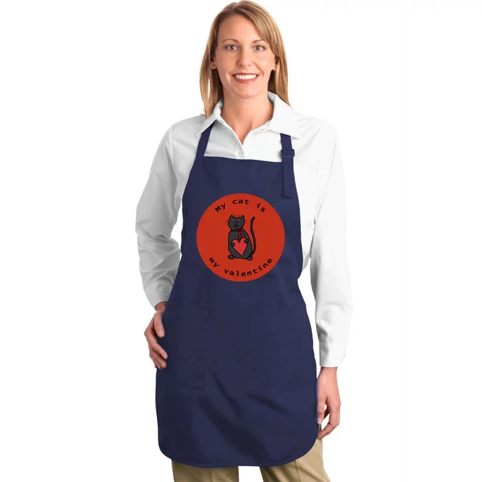 My Cat Is My Valentine Round Full-Length Apron With Pocket