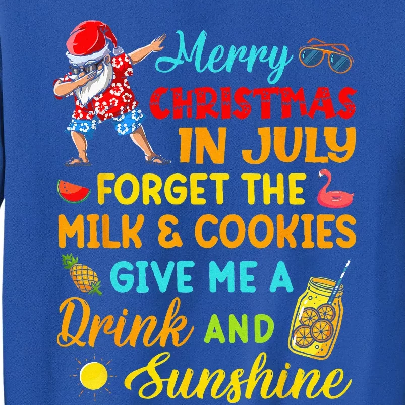 Merry Christmas In July Santa Beach Party Summer Vacation Tall Sweatshirt