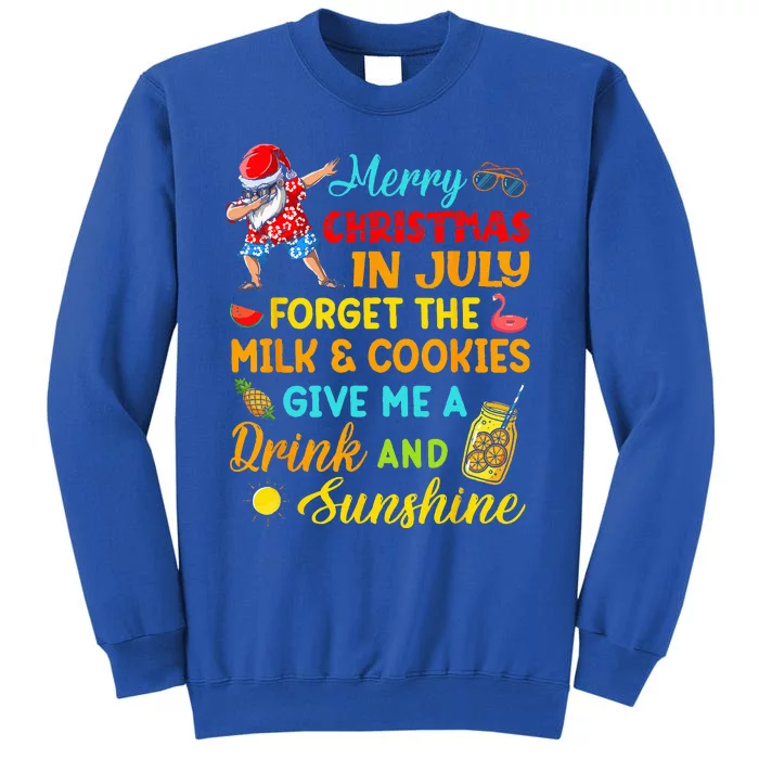 Merry Christmas In July Santa Beach Party Summer Vacation Tall Sweatshirt