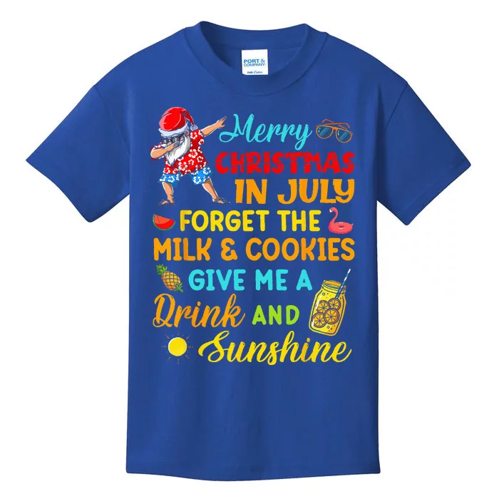 Merry Christmas In July Santa Beach Party Summer Vacation Kids T-Shirt