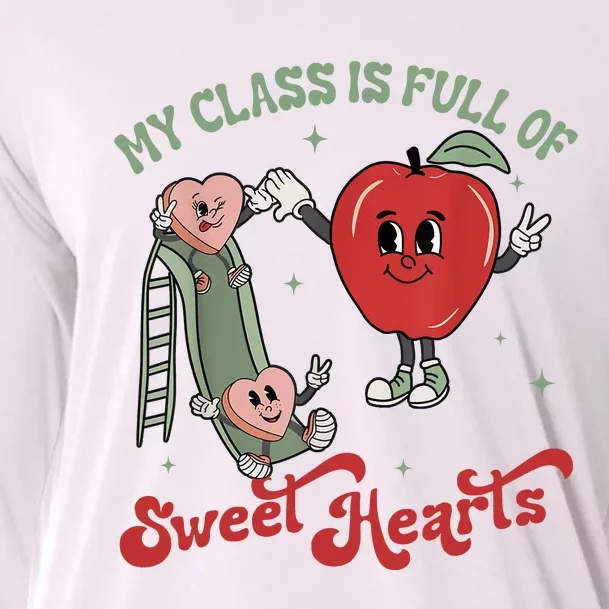 My Class Is Full Of Sweet Hearts Teacher Valentines Teacher Cooling Performance Long Sleeve Crew