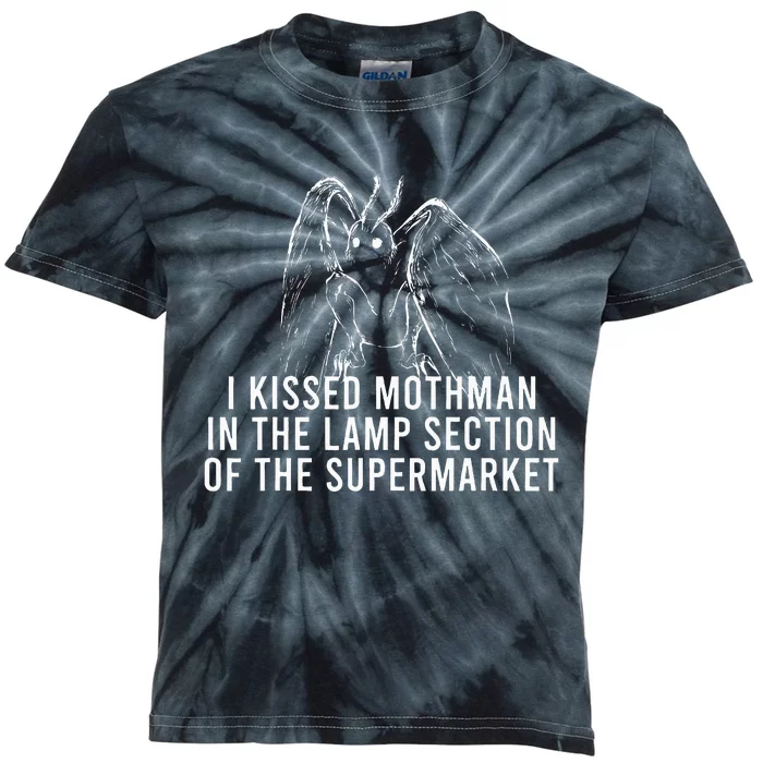 Mothman Cryptid I Kissed Mothman In The Lamp Section Kids Tie-Dye T-Shirt