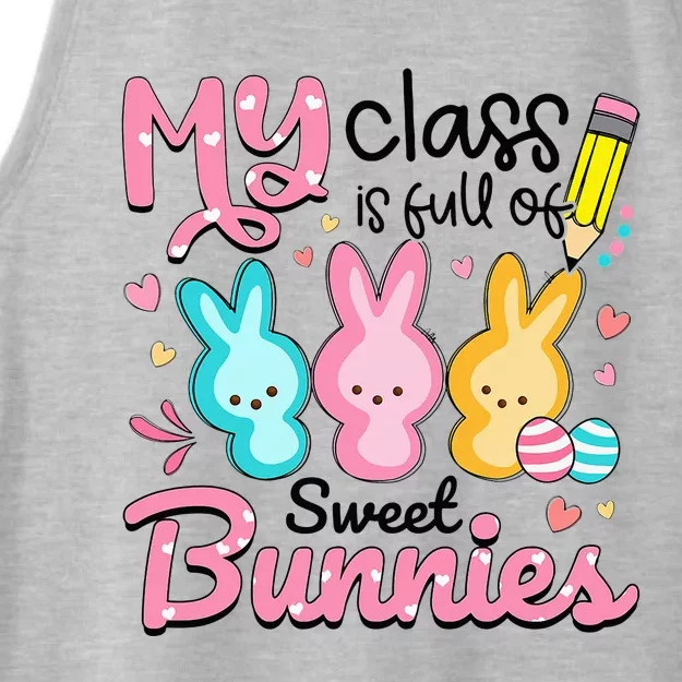 My Class is Full Of Sweet Bunnies Teacher Easter Ladies Tri-Blend Wicking Tank