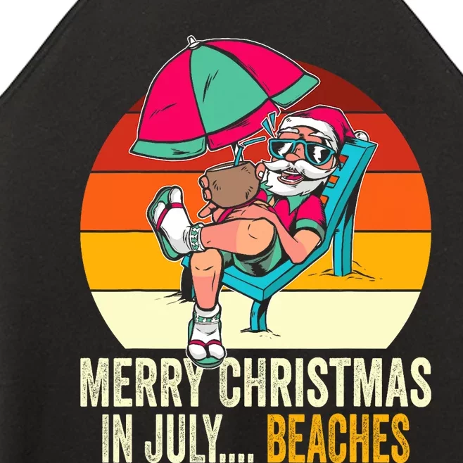 Merry Christmas In July... Beaches Summer Christmas In July Women’s Perfect Tri Rocker Tank