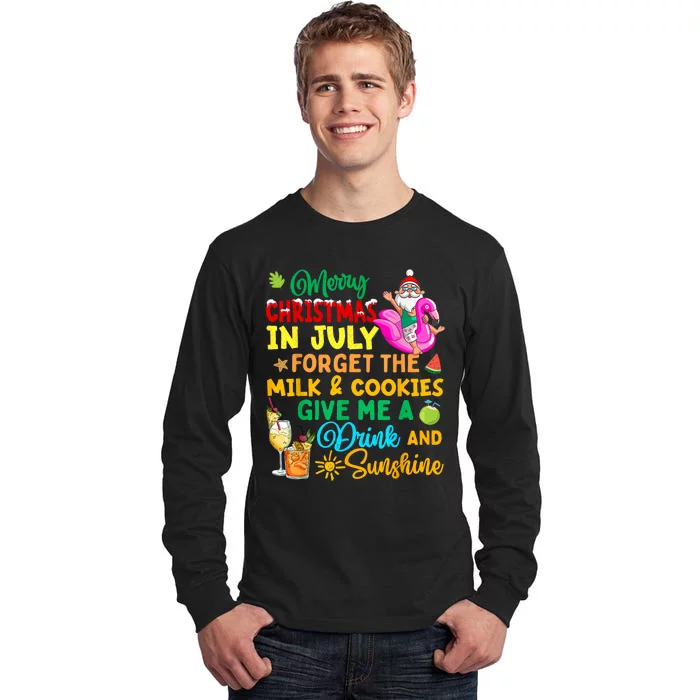 Merry Christmas In July Santa Beach Party Summer Vacation Tall Long Sleeve T-Shirt