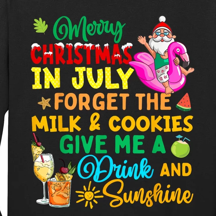 Merry Christmas In July Santa Beach Party Summer Vacation Tall Long Sleeve T-Shirt