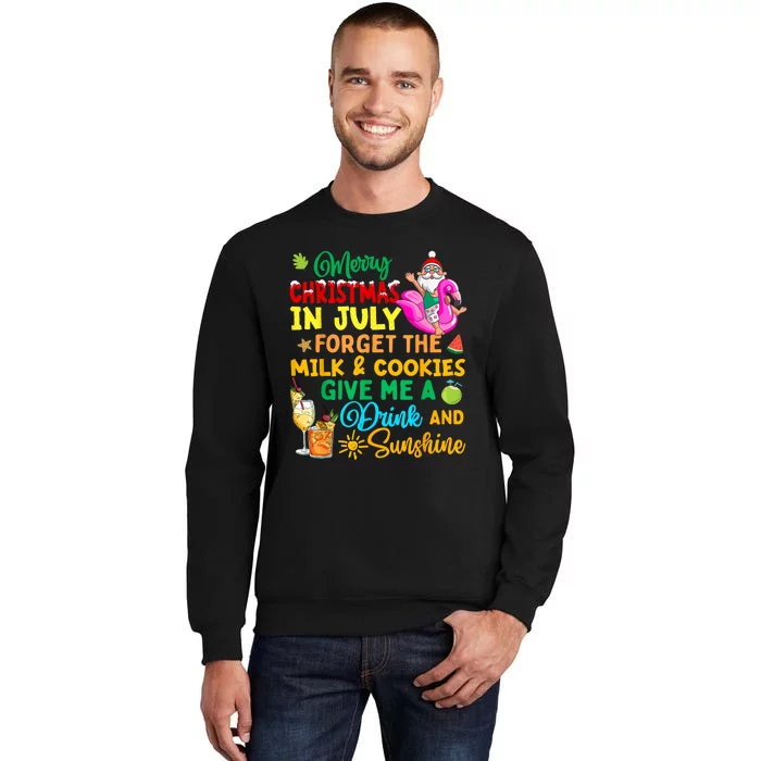 Merry Christmas In July Santa Beach Party Summer Vacation Tall Sweatshirt