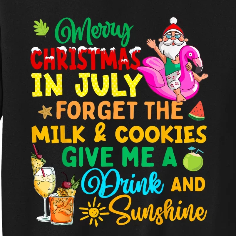 Merry Christmas In July Santa Beach Party Summer Vacation Tall Sweatshirt