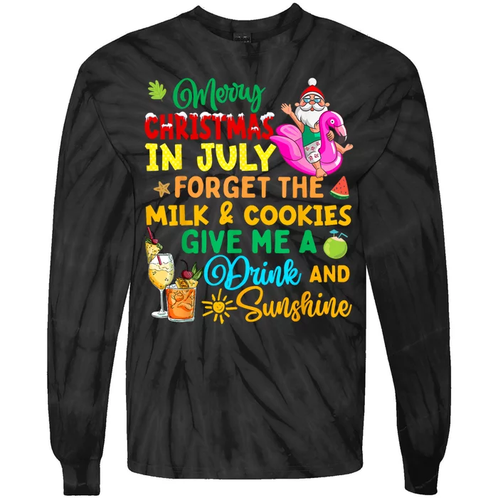 Merry Christmas In July Santa Beach Party Summer Vacation Tie-Dye Long Sleeve Shirt