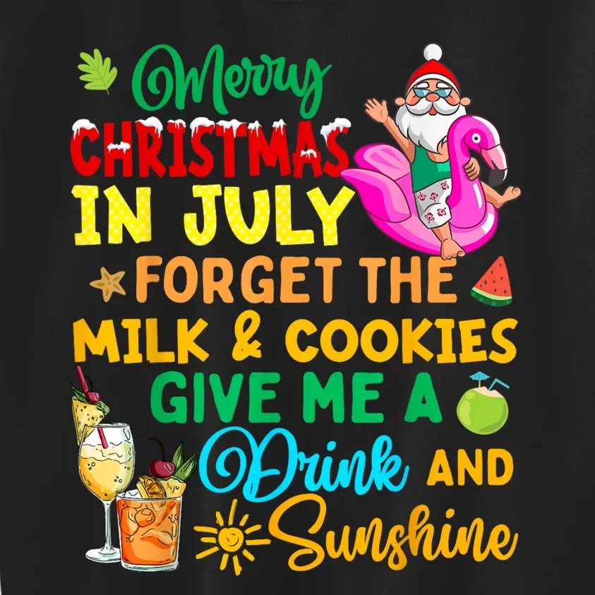 Merry Christmas In July Santa Beach Party Summer Vacation Kids Sweatshirt