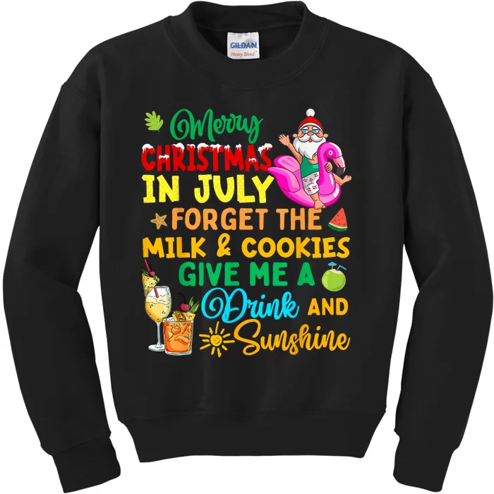 Merry Christmas In July Santa Beach Party Summer Vacation Kids Sweatshirt