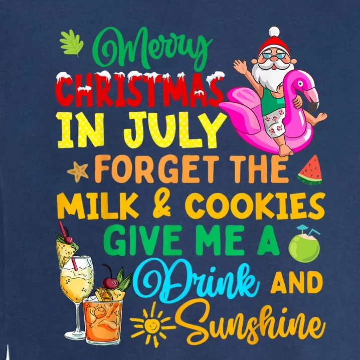 Merry Christmas In July Santa Beach Party Summer Vacation Garment-Dyed Sweatshirt