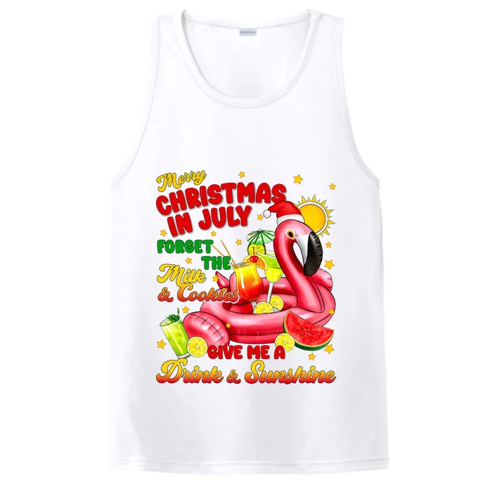 Merry Christmas In July Drink And Sunshine Flamingo Performance Tank