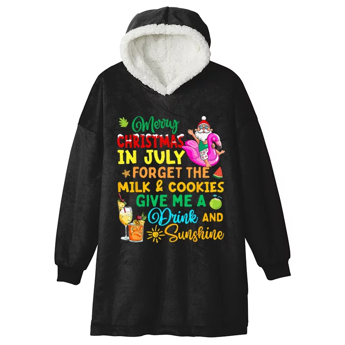 Merry Christmas In July Santa Beach Party Summer Vacation Hooded Wearable Blanket