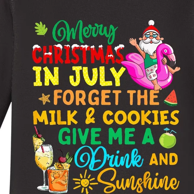 Merry Christmas In July Santa Beach Party Summer Vacation Baby Long Sleeve Bodysuit