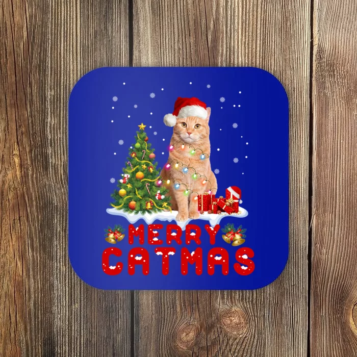 Meowy Christmas In Catmas Pajamas Cute Cat Family Matching Gift Coaster