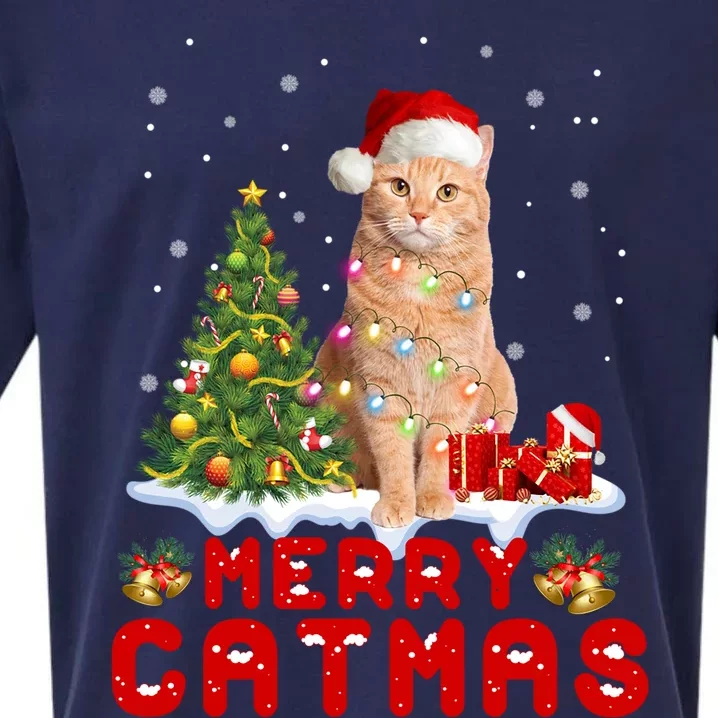 Meowy Christmas In Catmas Pajamas Cute Cat Family Matching Gift Sueded Cloud Jersey T-Shirt