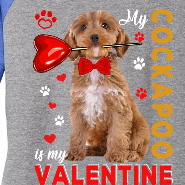 My Cockapoo Is My Valentine Cute Dog Holding Heart Lover Gift Women's Tri-Blend 3/4-Sleeve Raglan Shirt