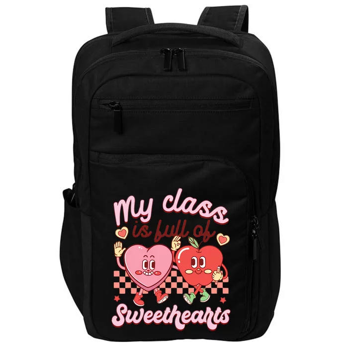 My Class Is Full Of Sweethearts Retro Valentine's Day Lover Impact Tech Backpack