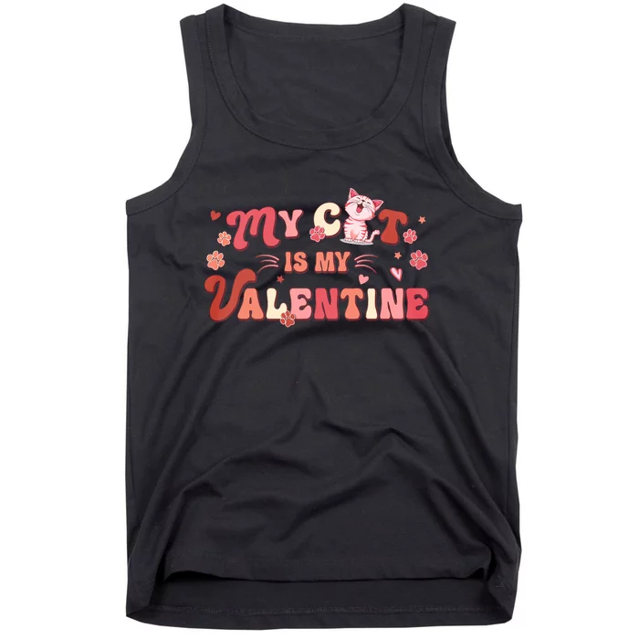 My Cat Is My Valentine Funny Valentine’s Day Mug Cat Lover Tank Top