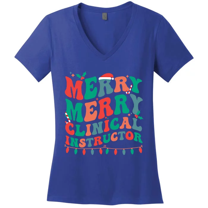 Merry Clinical Instructor Christmas Clinical Education Xmas Gift Women's V-Neck T-Shirt