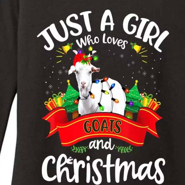 Merry Christmas Just Loves Goat And Xmas Tree Lights Gift Womens CVC Long Sleeve Shirt