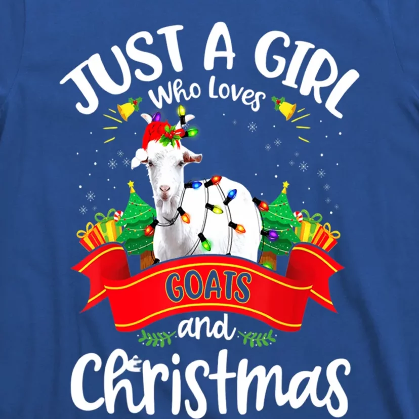 Merry Christmas Just Loves Goat And Xmas Tree Lights Gift T-Shirt