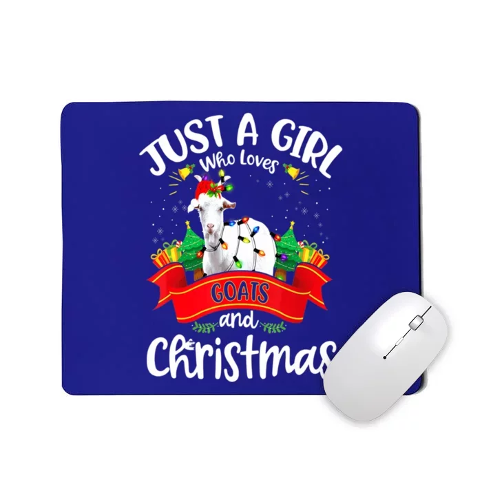 Merry Christmas Just Loves Goat And Xmas Tree Lights Gift Mousepad