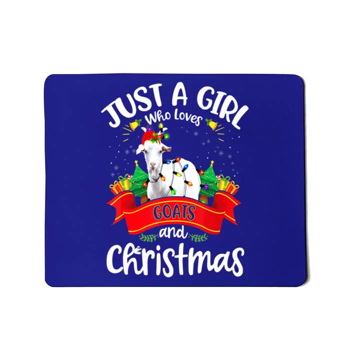 Merry Christmas Just Loves Goat And Xmas Tree Lights Gift Mousepad