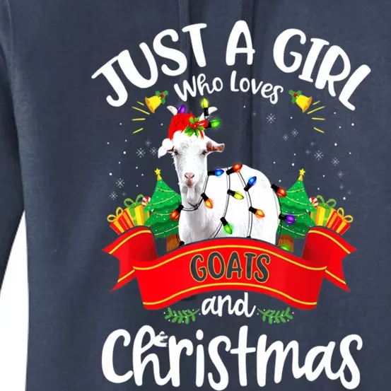 Merry Christmas Just Loves Goat And Xmas Tree Lights Gift Women's Pullover Hoodie