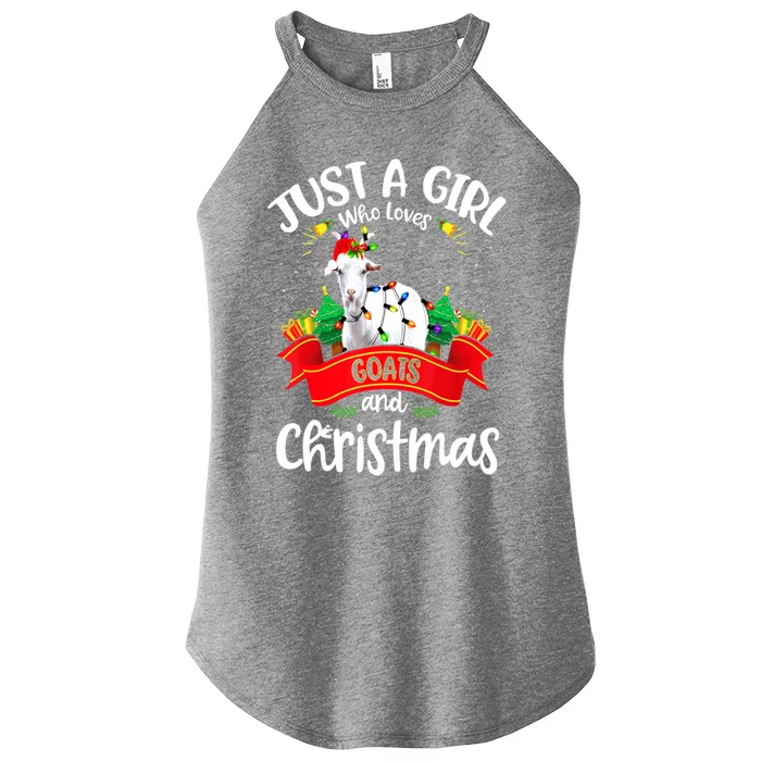 Merry Christmas Just Loves Goat And Xmas Tree Lights Gift Women’s Perfect Tri Rocker Tank